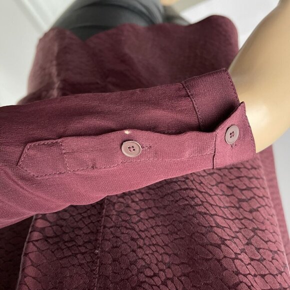 Rebecca Taylor Silk Keyhole Neck Crocodile Long Sleeve Blouse Purple Women M - Picture 5 of 12